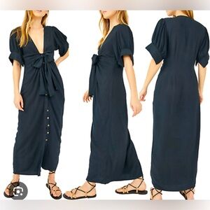 Free people string of hearts tie front maxi dress